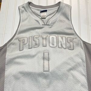 RARE VINTAGE DETROIT PISTONS #1 EXCLUSIVE EDITION RBK JERSEY